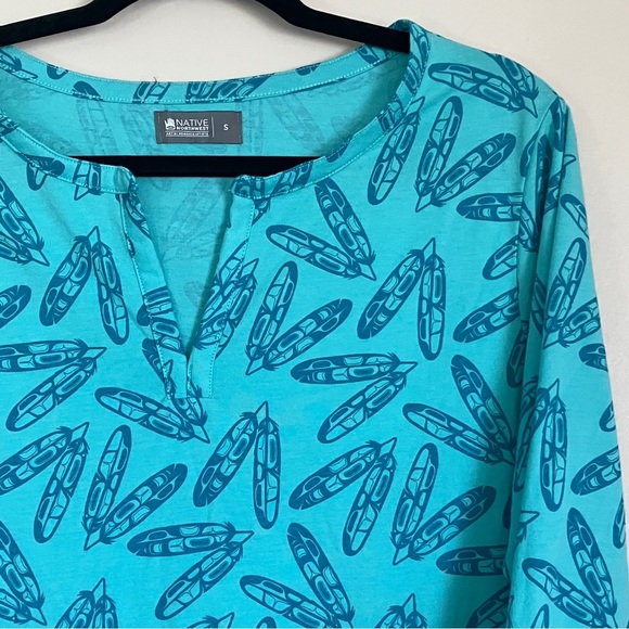Native Northwest T-shirt 3/4 Sleeve tee  Feathers by Corey Bulpitt size S - Picture 5 of 9